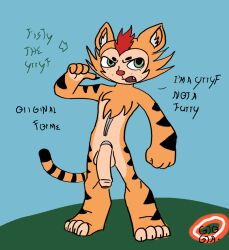 1boy anthro big_penis cartoony color fisty_the_yrryf fur furry gtogta_(artist) male solo standing tiger yrryf