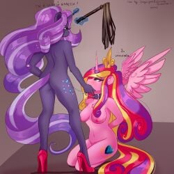 2girls absurd_res alicorn anthro anthrofied ass breasts collar dark_persona domination duo equid equine female female/female female_domination female_only friendship_is_magic furry hasbro hi_res horn leash mammal my_little_pony my_little_pony_(idw) nightmare_rarity nude princess_cadance_(mlp) rarity_(mlp) submissive submissive_female unicorn wings xjenn9 yuri