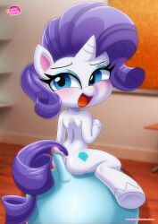 1girls ass bbmbbf blush equestria_untamed exercise_ball female female_only hasbro looking_at_viewer my_little_pony my_little_pony:_pony_life open_mouth palcomix penis pony rarity_(mlp) smooth_skin solo tongue unicorn