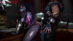 1futa 1girls 3d animated big_penis blizzard_entertainment clothed female foreskin futa_on_female futanari kajukisfm light-skinned_futanari muscular_futanari no_sound overwatch pink_hair purple_hair purple_skin source_filmmaker tagme tattoo thick_thighs video widowmaker zarya