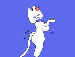 app_logo cat_ears cat_tail clyde_(discord) discord discord_(app) feline huge_ass huge_breasts looking_at_viewer looking_pleasured looking_to_the_side purple purple_background showing showing_ass showing_off smiling smiling_at_viewer standing tail white_body white_skin