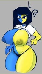 ? artform42nd blue_skin confused ena large_breasts looking_at_viewer tagme yellow_skin