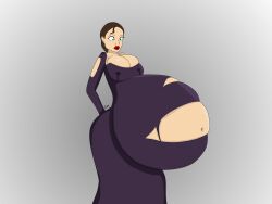 belly big_belly brown_hair choccymalk dress female full_body huge_belly hyper hyper_belly lactation lactation_through_clothes lips lipstick long_dress padme_amidala politician purple_clothing red_lipstick ripped_clothing senator shocked side_view small_pupils star_wars torn_clothes torn_dress wide_eyed