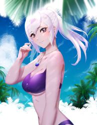 1girls alternate_costume bikini breasts female fire_emblem fire_emblem_awakening fire_emblem_heroes lialiar1 nintendo official_alternate_costume outdoors outside purple_bikini purple_swimsuit robin_(female)_(summer)_(fire_emblem) robin_(fire_emblem) robin_(fire_emblem)_(female) solo swimsuit