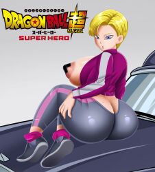 1girls absurd_res android android_18 areolae ass ass_focus big_ass big_breasts big_butt blonde_hair blue_eyes breasts doompypomp dragon_ball dragon_ball_super eye_contact female female_only high_resolution huge_ass huge_breasts jacket large_breasts leggings looking_at_viewer mature_female milf open_clothes open_jacket pose short_hair sideboob solo thick_thighs thighs tight_clothing tight_pants track_jacket track_pants track_suit