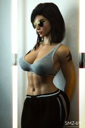 1girls 3d athletic big_breasts blizzard_entertainment dark-skinned_female dark_skin egyptian egyptian_female fareeha_amari female female_only fit human large_breasts overwatch pharah smz-69 solo sports_bra tattoo workout_clothes