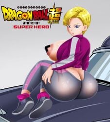 1girls absurd_res android android_18 areolae ass ass_focus big_ass big_breasts big_butt blonde_hair blue_eyes breasts doompypomp dragon_ball dragon_ball_super eye_contact female female_only high_resolution huge_ass huge_breasts jacket large_breasts leggings looking_at_viewer mature_female milf open_clothes open_jacket pose short_hair sideboob solo thick_thighs thighs tight_clothing tight_pants track_jacket track_pants track_suit