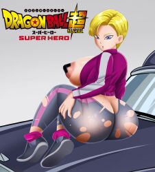 1girls absurd_res android android_18 areolae ass ass_focus big_ass big_breasts big_butt blonde_hair blue_eyes breasts doompypomp dragon_ball dragon_ball_super eye_contact female female_only high_resolution huge_ass huge_breasts jacket large_breasts leggings looking_at_viewer mature_female milf open_clothes open_jacket pose ripped_clothing ripped_pants short_hair sideboob solo thick_thighs thighs tight_clothing tight_pants torn_clothes track_jacket track_pants track_suit