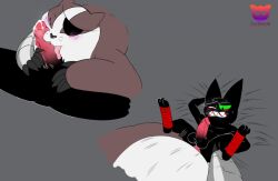 anal anthro badger badgerclops balls black_body black_fur cartoon_network digitigrade domestic_cat doritomon duo erection felid feline felis fur genitals green_eyes male male/male male_penetrated male_penetrating male_penetrating_male mammal mao_mao:_heroes_of_pure_heart mustelid musteline oral penetration penis sex sheriff_mao_mao_mao