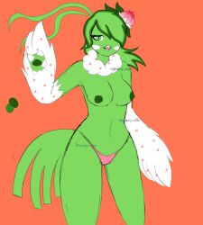 2022 altaria bird claws cute dragon female female_only flower_petals fluffy furry green_body green_nipples nintendo original_artwork original_character panties pokemon self_upload source_request tits wide_hips