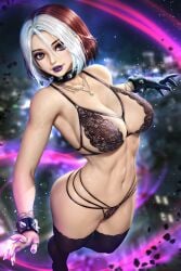 1girls anna_marie auburn_hair cum_on_body female female_only goth large_breasts lingerie looking_at_viewer marvel marvel_comics neoartcore nudtawut_thongmai purple_lipstick purple_nail_polish rogue_(evolution) rogue_(x-men) solo solo_female thighhighs white_bangs x-men x-men_evolution