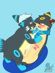 bodily_fluids cum cum_on_self eeveelution frottage genital_fluids hi_res male male/male nintendo pokémon_(species) pokemon pokemon_(species) quilava sex syngie_(artist) umbreon video_games