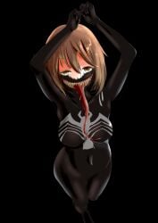 ass breasts claws female kirisamecalhoun long_tongue marvel navel renko_usami sharp_teeth symbiote thick_thighs touhou transformation venom venom_(marvel)