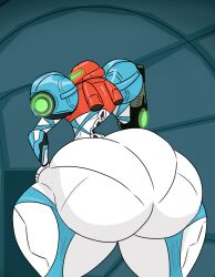 arm_cannon armor ass ass_expansion big_ass bottom_heavy da-fuze enormous_ass female helmet huge_ass metroid metroid_dread power_suit samus_aran solo_female