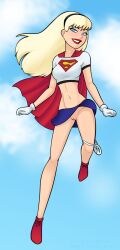 1girls blonde_female blonde_hair blue_eyes dc dc_comics dcau female female_only flying g-string g-string_half_down going_commando kara_danvers kara_zor-el kryptonian panties panties_around_leg panties_down pussy relatedguy supergirl superheroine superman:_the_animated_series thong thong_around_one_leg thong_down thong_panties underwear upskirt white_g-string white_panties white_thong white_underwear