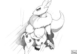 anthro bandai_namco breasts chubby chubby_anthro chubby_belly chubby_female digimon digimon_(species) female hi_res mature_female nipples renamon sabrotiger solo