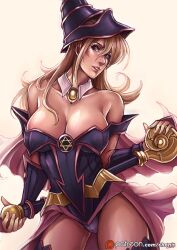 1girls big_breasts blonde_hair blue_eyes dark_magician_girl female female_only fully_clothed kachima solo solo_female yu-gi-oh!