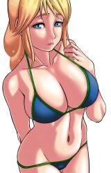 1girls big_breasts blonde_hair blue_bikini blue_eyes female long_hair milf saburo_des solo sophitia_alexandra soul_calibur