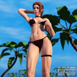 1girls 3d abs beach big_breasts bikini bikini_bottom bikini_pull bikini_top black_bikini black_bikini_bottom black_bikini_top blue_eyes breasts brown_hair fatterrocker female fit fit_female fortnite fortnite:_battle_royale haven_(fortnite) nipple_slip nipples pink_nipples sweat sweatdrop sweating tongue tongue_out wet wet_skin white_body white_skin