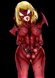 1futa ass balls big_breasts big_penis bodysuit breasts carnage_(marvel) claws clothed clothing erection female futa_only futanari futanari_transformation kirisamecalhoun light-skinned_futanari light_skin living_clothes long_tongue maribel_hearn marvel navel pale_skin pussy solo standing symbiote takeover thick_thighs touhou transformation