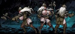 ambiguous_gender areola armor ass axe back_boob big_breasts black_clothing black_legwear black_tentacles black_thigh_highs blush bodily_fluids bounty_hunter_(darkest_dungeon) breasts brown_knee_highs clothed clothed_sex clothing cum cum_in_mouth cum_in_nipples cum_in_pussy cum_inside cum_on_breasts cum_on_leg cum_splatter darkest_dungeon digital_media_(artwork) duo fellatio female feral forced genital_fluids genitals glistening glistening_body glistening_skin gloves hair handwear headgear helmet holding_axe huge_breasts human legwear light_body light_skin long_hair mammal melee_weapon milking_tentacles monster nipple_fetish nipple_penetration nipple_play nipples niur not_furry nude open_mouth oral panties penetration penile purple_tentacles pussy rape restrained sex side-tie_panties side_boob spread_legs tentacle tentacle_monster tentacle_rape tentacle_sex tentacle_sucking_breasts text thigh_highs underwear url vaginal_penetration video_games weapon white_hair worm