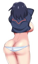 1girls ass ass_cleavage back_turned big_ass big_breasts big_butt black_hair blue_and_white_striped_panties breasts breasts_out butt_crack canon_panties fair_skin female female_focus female_only huge_ass huge_breasts kill_la_kill light-skinned_female light_skin long_hair mangakay84 matoi_ryuuko meme panties ryukoredraw schoolgirl shimapan short_hair simple_background small_waist solo solo_focus striped_panties thick_thighs thighs tight_clothes tight_clothing tight_panties two_tone_hair unaware undressing upper_body white_background wide_hips