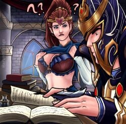 1girls ? armor arunofdringe bra concentration elf elf_ears elf_female english_text female focused high_elf_(warhammer) meme no_sex oblivious rejection shirt_lift shirt_up sigma_male straight teclis text tiara warhammer_(franchise) warhammer_fantasy