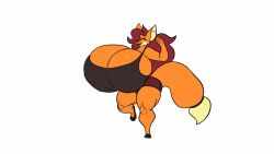 1280x720 16:9 1girls animated anthro big_breasts breasts brown_hair canid canine cleavage dancing eyes_closed female female_only fox gif gigantic_breasts hair hi_res huge_breasts hyper hyper_breasts large_breasts mammal massive_breasts mp4 no_sound pebthedrabold shorts simple_background smile solo video virginia_(pebthedrabold) white_background