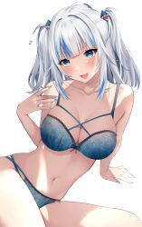 aged_up alternate_breast_size big_breasts blush bra breasts cleavage female female_only gawr_gura hololive hololive_english hololive_myth looking_at_viewer navel panties solo solo_female sosuke_(yrmon) underwear virtual_youtuber