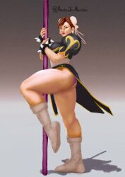 1girls abs anubisanimaster ass big_ass big_breasts breasts brown_hair busty calves capcom chun-li curvy curvy_figure feet female female_focus female_only labia legs muscular muscular_arms muscular_calves muscular_female muscular_legs muscular_thighs open_mouth pole pole_dancing pose posing red_lipstick solo street_fighter street_fighter_v suggestive thick thick_ass thick_thighs watercolor_(artwork)