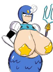 android female huge_breasts mega_man mega_man(classic) mermaid momiji_(artist) pasties splash_woman tagme trident venus_body