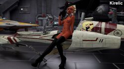 1girls 3d ahsoka_tano alien_girl areolae athletic_female black_boots blaster boots breasts casual clone_wars dark_skin droid female female_focus firearm galactic_republic_insignia gloves hangar hat headgear high_heel_boots imperial_officer jedi_starfighter kirelic looking_at_viewer motorcycle nipples nude nude_female on_vehicle orange_skin pinup robot science_fiction side_view sitting small_breasts solo_focus spacecraft speeder_bike star_wars the_clone_wars:_season_one thigh_boots vehicle weapon