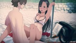 1boy 1girls alternate_breast_size animated arm_up armpits beach big_breasts bikini bikini_bottom_removed black_hair bottomless bouncing_breasts cleavage cum cum_inside cum_on_thighs cumshot ejaculation hayase_nagatoro high_resolution large_ass large_breasts large_penis light-skinned_male long_hair longer_than_30_seconds longer_than_one_minute looking_at_partner looking_pleasured missionary_position naoto_hachioji_(senpai) navel nekololisama penetration penis please_don't_bully_me,_nagatoro sex sound straight swimsuit swimsuit_tan sехual tan tan_body tan_skin tanline tanlines thick_thighs vaginal vaginal_penetration vaginal_sex very_high_resolution video voice_acted zerodiamonds