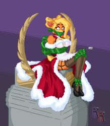 alternate_costume anthro bondage christmas crash_(series) crash_team_racing_nitro-fueled female fur furry gag gagged gomerz22 lingerie restrained stockings tawna_bandicoot