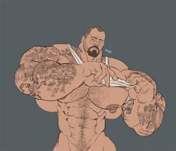 abs animated biceps bodybuilder francis_(left_4_dead) human hyper_muscles male male_focus male_only muscle muscles muscular muscular_arms muscular_back muscular_male nipples pecs remert solo solo_male sweat sweating sweaty veins