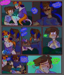 bedroom black_eyes blue_penis brown_hair caught caught_in_the_act comic comic_page edd edd_(eddsworld) eddsworld gay gay_blowjob gay_sex ginger_hair male male_only matt matt_(eddsworld) monster monster_boy orange_hair purple_penis tail tom tom_(eddsworld)