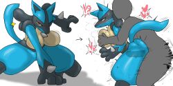 anthro anthro_penetrated big_breasts breast_grab breasts enigi09 female female_penetrated genitals grabing_from_behind hand_on_breast hi_res interspecies lucario male male/female male_penetrating male_penetrating_female nintendo penetration penis poképhilia pokemon pokemon_(species) sex simple_background video_games white_background