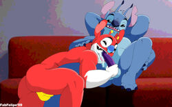 ace ace_(lilo_and_stitch) blowjob cum cum_in_mouth disney experiment_(species) fabfelipe gay gayporn lilo_and_stitch male_only penis stitch stitch_(lilo_and_stitch) tagme