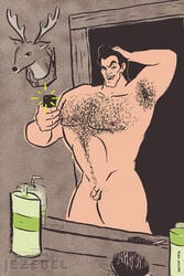 1boy armpit_hair beauty_and_the_beast_(1991_film) black_hair chest_hair disney disney_villains erect_nipples flaccid_penis foreskin gaston green_eyes hairbrush hand_on_own_head holding_phone male male_only micropenis mirror mounted_deer_head muscles narcissism naughty_face nude proud_of_his_cock recording selfie short_penis small_balls small_penis solo tallywhacker tiny_penis uncut what yaoi