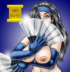 1girls 2005 2d breasts female female_only kitana klassic_kitana malcolm_douglas mortal_kombat mortal_kombat_2 solo topless