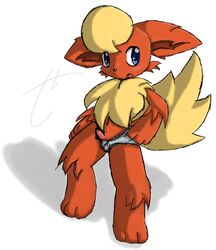 anthro blush color eeveelution flareon fur furry lost_hope male male_only nintendo penis pokemon solo standing tagme topless