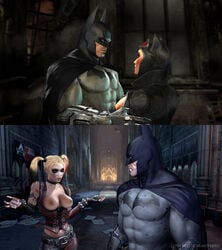 1boy 2girls 3d areola batman batman:_arkham_city batman_(series) blonde_hair blue_eyes breasts bustier catwoman catwoman_(arkham) catwoman_(arkham_city) dc dc_comics edit erect_nipples eyeliner eyeshadow face_paint female garry's_mod goth hair harley_quinn harley_quinn_(arkham) harley_quinn_(arkham_city) male nipples no_bra punk selina_kyle straight ultra_neo_noir_anti_hero