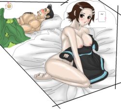 1boy 1girls capcom dick_gumshoe erection_under_blanket female gyakuten_saiban maggey_byrde tagme