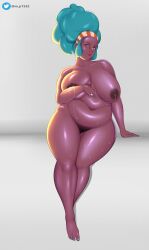 belly big_breasts black_body breasts chubby chubby_female dark-skinned_female lenora_(pokemon) m_jr_art milf milk pokemon pokemon_bw tummy