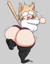 ass big_ass bottomless bottomless_skirt bubble_butt butt_crack cat_ears fat_ass feline_humanoid melty_blood neco-arc sausagesspicy solo tagme tsukihime type-moon upskirt