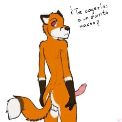 absurd_res anthro ass bluedmoka canid canine fox genitals hi_res knot male mammal penis solo