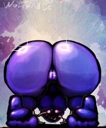 ass ass_focus bent_over bodysuit bubble_butt cameltoe clothed feet female glowing_eyes huge_ass ingrid_(capcom) looking_at_viewer looking_through_legs on_all_fours pussy shiny_clothes solo street_fighter street_fighter_6 wolflance
