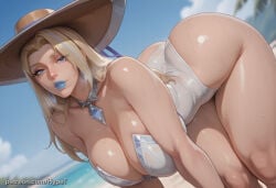 1girl ai_generated alternate_version_at_source beach bent_over big_ass big_breasts big_butt big_hips blonde_hair breasts child_bearing_hips emma_frost emma_frost_(marvel_rivals) hips_wider_than_shoulders huge_ass huge_breasts huge_legs hypet legs long_hair marvel marvel_rivals shiny shiny_skin steam steaming_body sweating swimsuit tagme tall taller_female thick thick_ass thick_hips thick_legs thick_thighs thighs video_game_character video_games wide_hips