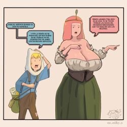 adventure_time finn_the_human mrmilky princess_bubblegum spanish_text