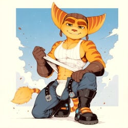 1boy 2026 ai_generated bulge gay male male_only promagentis ratchet_(ratchet_and_clank) ratchet_and_clank solo tagme video_games yaoi